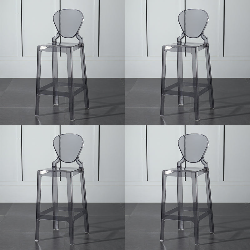 Nordic Style 30-inch Barstool Transparent Plastic Backrest Bar Stool for Dining Room Grey 4 Piece Set Clearhalo 'Bar Furniture' 'Bar Stools' 'bar_stools' 'furn' 'furn_bar_stools' 'furniture_bar_stools' 'Kitchen & Dining Furniture' 'kitchen&dining_furn' 'kitchen' 'kitchen_furn' Furniture' 4212408
