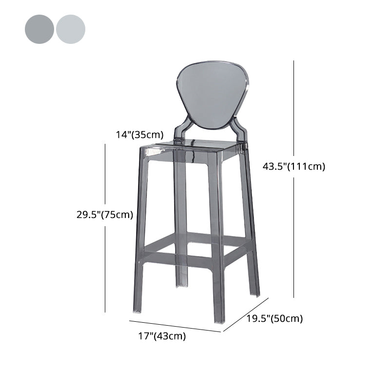 Nordic Style 30-inch Barstool Transparent Plastic Backrest Bar Stool for Dining Room Clearhalo 'Bar Furniture' 'Bar Stools' 'bar_stools' 'furn' 'furn_bar_stools' 'furniture_bar_stools' 'Kitchen & Dining Furniture' 'kitchen&dining_furn' 'kitchen' 'kitchen_furn' Furniture' 4212412