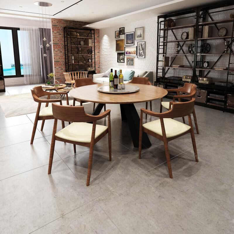 Solid Wood Dining Table Contemporary Dining Site Table with Tripod Base Clearhalo ' dining_table' 'Dining Tables & Seating' 'Dining Tables' 'Furniture' 'furniture_dining_table' 'Kitchen & Dining Furniture' 'kitchen&dining_furn' 'kitchen' 'kitchen_dining_table' 4212419
