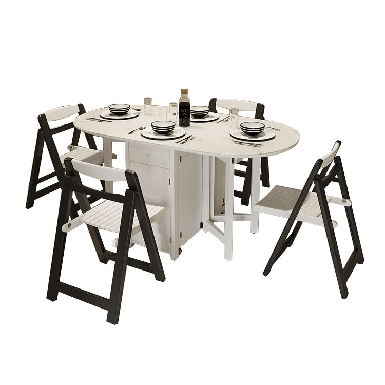 Contemporary Kitchen Standard Dining Table Folding Dining Table (only table) Oval Slate Clearhalo ' dining_table' 'Dining Tables & Seating' 'Dining Tables' 'Furniture' 'furniture_dining_table' 'Kitchen & Dining Furniture' 'kitchen&dining_furn' 'kitchen' 'kitchen_dining_table' 4212432