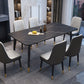 Contemporary Home Sintered Stone Scratch Resistant Dining Table Rectangle Table with 4 Legs Base Black Clearhalo ' dining_table' 'Dining Tables & Seating' 'Dining Tables' 'Furniture' 'furniture_dining_table' 'Kitchen & Dining Furniture' 'kitchen&dining_furn' 'kitchen' 'kitchen_dining_table' 4212445