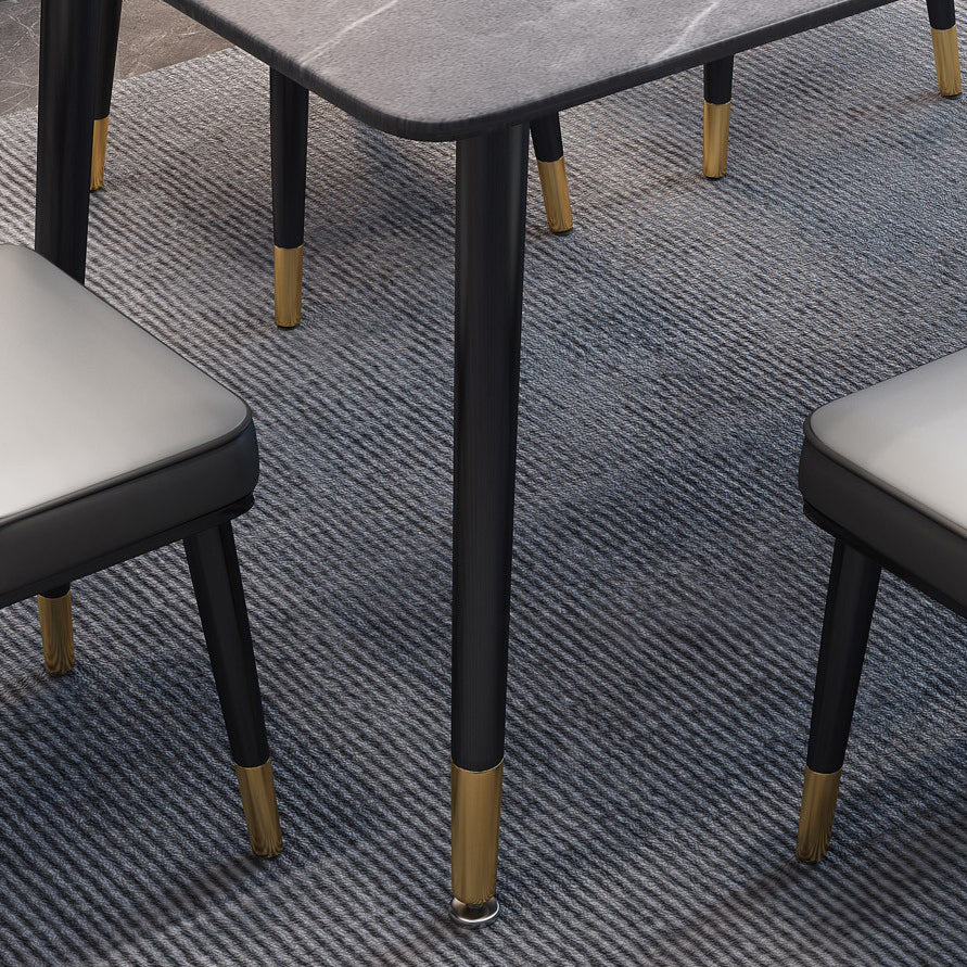 Contemporary Home Sintered Stone Scratch Resistant Dining Table Rectangle Table with 4 Legs Base Clearhalo ' dining_table' 'Dining Tables & Seating' 'Dining Tables' 'Furniture' 'furniture_dining_table' 'Kitchen & Dining Furniture' 'kitchen&dining_furn' 'kitchen' 'kitchen_dining_table' 4212450