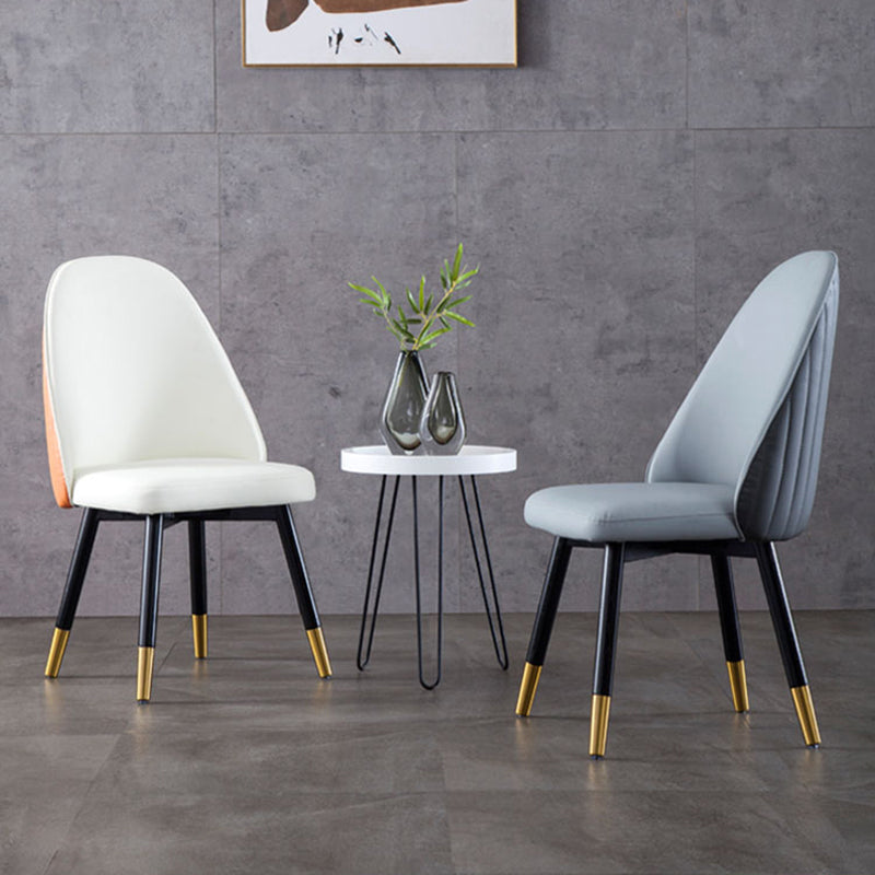 Wood Leather Scandinavian Style Dining Chair Armless Solid Back Chair Clearhalo ' kitchen&dining_furn' 'Dining Chairs' 'Dining Tables & Seating' 'dining_chair' 'furn' 'furn_dining_chair' 'Furniture' 'furniture_dining_chair' 'Kitchen & Dining Furniture' 'kitchen' 4236970