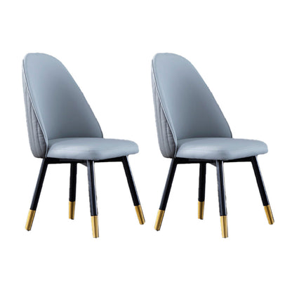 Wood Leather Scandinavian Style Dining Chair Armless Solid Back Chair Grey 2 Piece Set Clearhalo ' kitchen&dining_furn' 'Dining Chairs' 'Dining Tables & Seating' 'dining_chair' 'furn' 'furn_dining_chair' 'Furniture' 'furniture_dining_chair' 'Kitchen & Dining Furniture' 'kitchen' 4236971