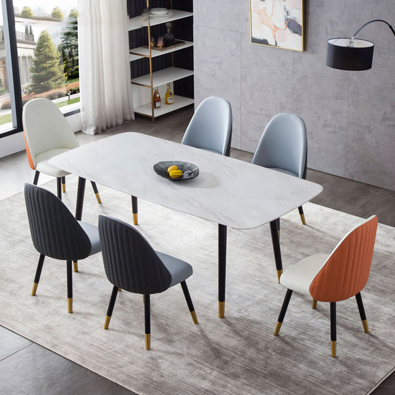 Wood Leather Scandinavian Style Dining Chair Armless Solid Back Chair Clearhalo ' kitchen&dining_furn' 'Dining Chairs' 'Dining Tables & Seating' 'dining_chair' 'furn' 'furn_dining_chair' 'Furniture' 'furniture_dining_chair' 'Kitchen & Dining Furniture' 'kitchen' 4236974