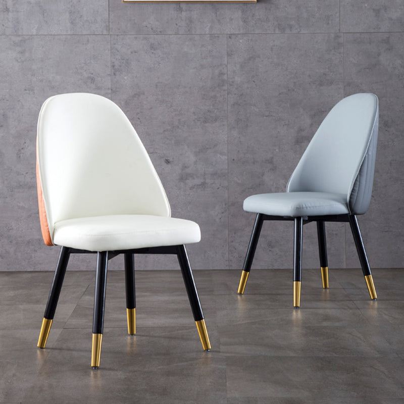 Wood Leather Scandinavian Style Dining Chair Armless Solid Back Chair Clearhalo ' kitchen&dining_furn' 'Dining Chairs' 'Dining Tables & Seating' 'dining_chair' 'furn' 'furn_dining_chair' 'Furniture' 'furniture_dining_chair' 'Kitchen & Dining Furniture' 'kitchen' 4236975