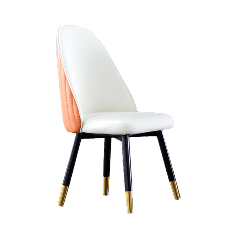 Wood Leather Scandinavian Style Dining Chair Armless Solid Back Chair Clearhalo ' kitchen&dining_furn' 'Dining Chairs' 'Dining Tables & Seating' 'dining_chair' 'furn' 'furn_dining_chair' 'Furniture' 'furniture_dining_chair' 'Kitchen & Dining Furniture' 'kitchen' 4236976