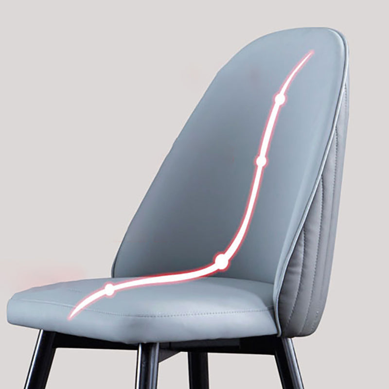 Wood Leather Scandinavian Style Dining Chair Armless Solid Back Chair Clearhalo ' kitchen&dining_furn' 'Dining Chairs' 'Dining Tables & Seating' 'dining_chair' 'furn' 'furn_dining_chair' 'Furniture' 'furniture_dining_chair' 'Kitchen & Dining Furniture' 'kitchen' 4236977