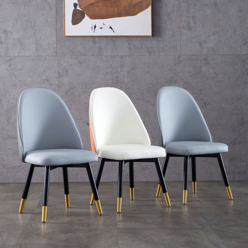 Wood Leather Scandinavian Style Dining Chair Armless Solid Back Chair Clearhalo ' kitchen&dining_furn' 'Dining Chairs' 'Dining Tables & Seating' 'dining_chair' 'furn' 'furn_dining_chair' 'Furniture' 'furniture_dining_chair' 'Kitchen & Dining Furniture' 'kitchen' 4236980