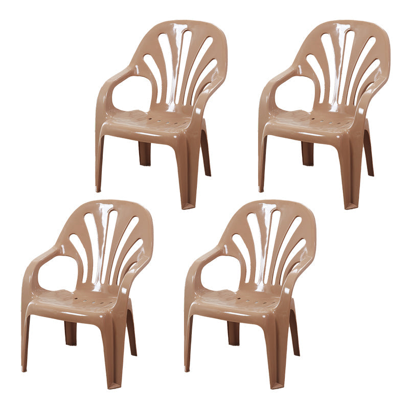 Modern Plastic Dining Arm Chairs Indoor Stackable Windsor Dining Armchair Khaki 4 Piece Set Clearhalo ' kitchen&dining_furn' 'Dining Chairs' 'Dining Tables & Seating' 'dining_chair' 'furn' 'furn_dining_chair' 'Furniture' 'furniture_dining_chair' 'Kitchen & Dining Furniture' 'kitchen' 4236985