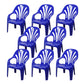 Modern Plastic Dining Arm Chairs Indoor Stackable Windsor Dining Armchair Dark Blue 8 Piece Set Clearhalo ' kitchen&dining_furn' 'Dining Chairs' 'Dining Tables & Seating' 'dining_chair' 'furn' 'furn_dining_chair' 'Furniture' 'furniture_dining_chair' 'Kitchen & Dining Furniture' 'kitchen' 4236992
