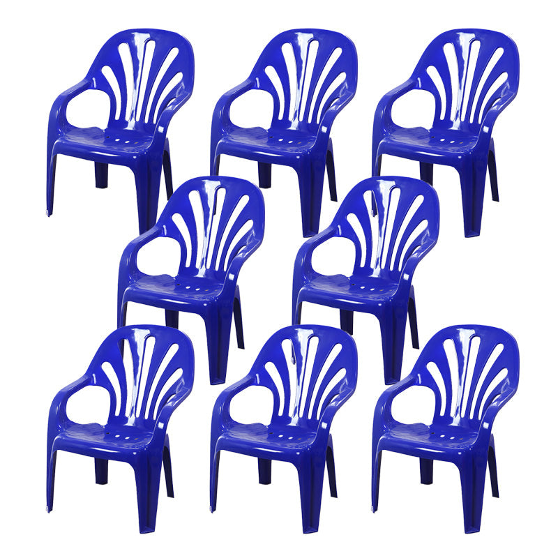 Modern Plastic Dining Arm Chairs Indoor Stackable Windsor Dining Armchair Dark Blue 8 Piece Set Clearhalo ' kitchen&dining_furn' 'Dining Chairs' 'Dining Tables & Seating' 'dining_chair' 'furn' 'furn_dining_chair' 'Furniture' 'furniture_dining_chair' 'Kitchen & Dining Furniture' 'kitchen' 4236992