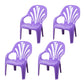 Modern Plastic Dining Arm Chairs Indoor Stackable Windsor Dining Armchair Purple 4 Piece Set Clearhalo ' kitchen&dining_furn' 'Dining Chairs' 'Dining Tables & Seating' 'dining_chair' 'furn' 'furn_dining_chair' 'Furniture' 'furniture_dining_chair' 'Kitchen & Dining Furniture' 'kitchen' 4236995