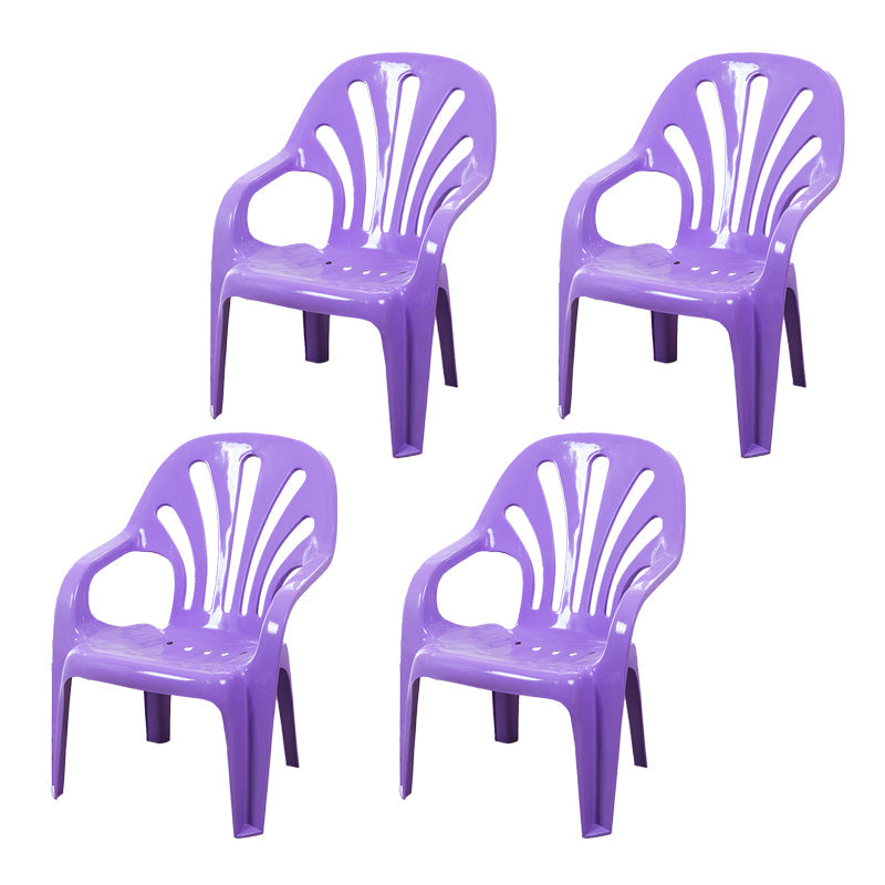 Modern Plastic Dining Arm Chairs Indoor Stackable Windsor Dining Armchair Purple 4 Piece Set Clearhalo ' kitchen&dining_furn' 'Dining Chairs' 'Dining Tables & Seating' 'dining_chair' 'furn' 'furn_dining_chair' 'Furniture' 'furniture_dining_chair' 'Kitchen & Dining Furniture' 'kitchen' 4236995