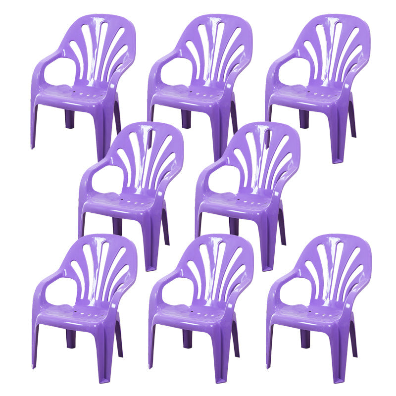 Modern Plastic Dining Arm Chairs Indoor Stackable Windsor Dining Armchair Purple 8 Piece Set Clearhalo ' kitchen&dining_furn' 'Dining Chairs' 'Dining Tables & Seating' 'dining_chair' 'furn' 'furn_dining_chair' 'Furniture' 'furniture_dining_chair' 'Kitchen & Dining Furniture' 'kitchen' 4236996