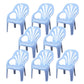 Modern Plastic Dining Arm Chairs Indoor Stackable Windsor Dining Armchair Light Blue 8 Piece Set Clearhalo ' kitchen&dining_furn' 'Dining Chairs' 'Dining Tables & Seating' 'dining_chair' 'furn' 'furn_dining_chair' 'Furniture' 'furniture_dining_chair' 'Kitchen & Dining Furniture' 'kitchen' 4236998
