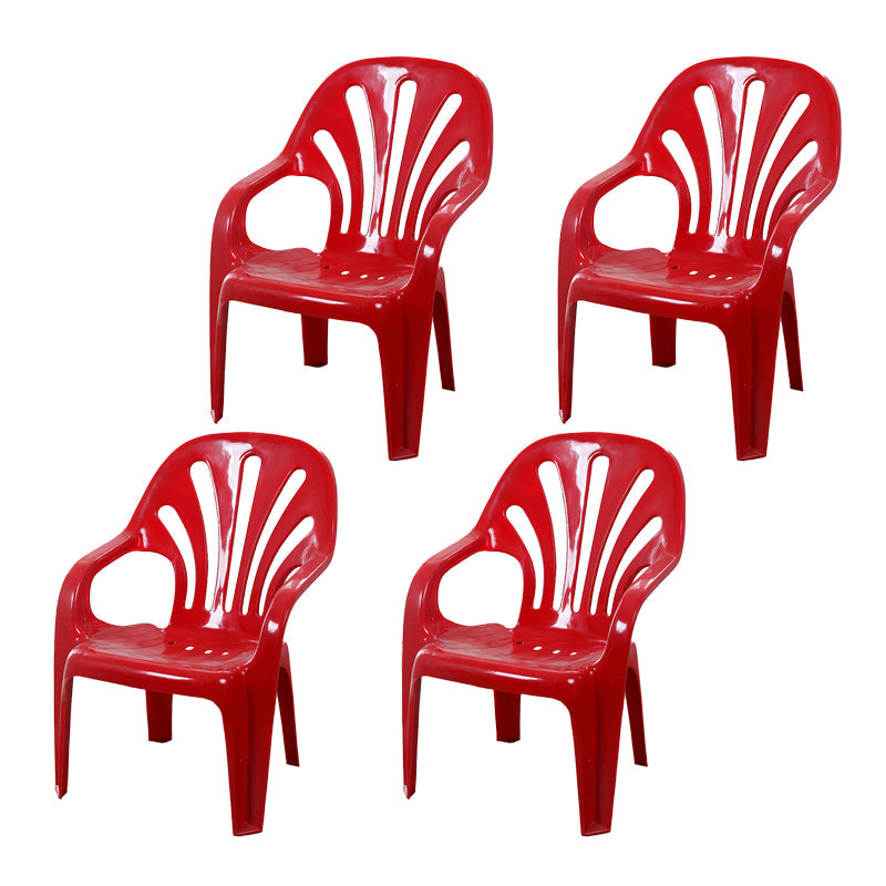 Modern Plastic Dining Arm Chairs Indoor Stackable Windsor Dining Armchair Red 4 Piece Set Clearhalo ' kitchen&dining_furn' 'Dining Chairs' 'Dining Tables & Seating' 'dining_chair' 'furn' 'furn_dining_chair' 'Furniture' 'furniture_dining_chair' 'Kitchen & Dining Furniture' 'kitchen' 4236999