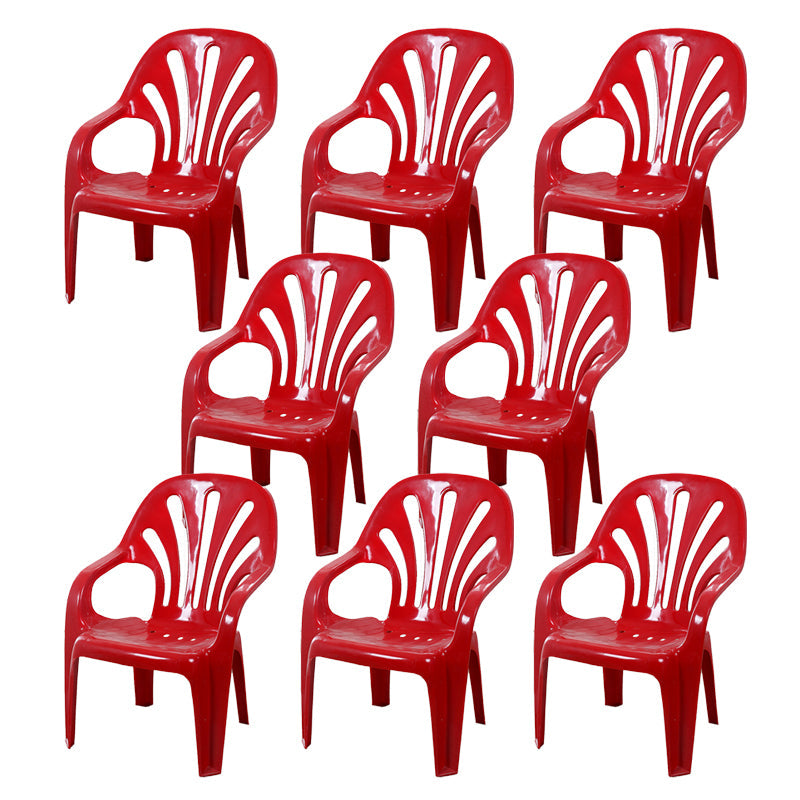 Modern Plastic Dining Arm Chairs Indoor Stackable Windsor Dining Armchair Red 8 Piece Set Clearhalo ' kitchen&dining_furn' 'Dining Chairs' 'Dining Tables & Seating' 'dining_chair' 'furn' 'furn_dining_chair' 'Furniture' 'furniture_dining_chair' 'Kitchen & Dining Furniture' 'kitchen' 4237000