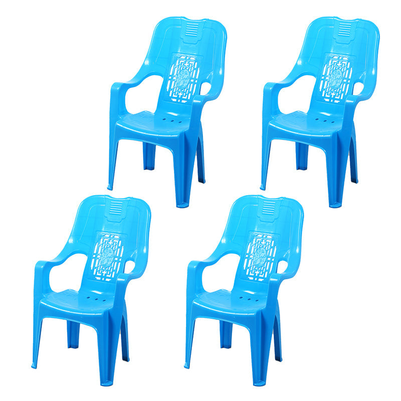 Modern Indoor Plastic Dining Arm Chairs Stackable High Back Dining Armchairs Blue 4 Piece Set Clearhalo ' kitchen&dining_furn' 'Dining Chairs' 'Dining Tables & Seating' 'dining_chair' 'furn' 'furn_dining_chair' 'Furniture' 'furniture_dining_chair' 'Kitchen & Dining Furniture' 'kitchen' 4237003