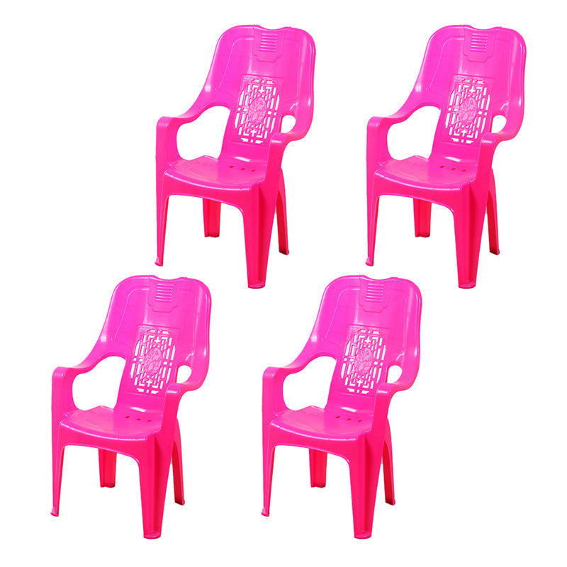 Modern Indoor Plastic Dining Arm Chairs Stackable High Back Dining Armchairs Red 4 Piece Set Clearhalo ' kitchen&dining_furn' 'Dining Chairs' 'Dining Tables & Seating' 'dining_chair' 'furn' 'furn_dining_chair' 'Furniture' 'furniture_dining_chair' 'Kitchen & Dining Furniture' 'kitchen' 4237008