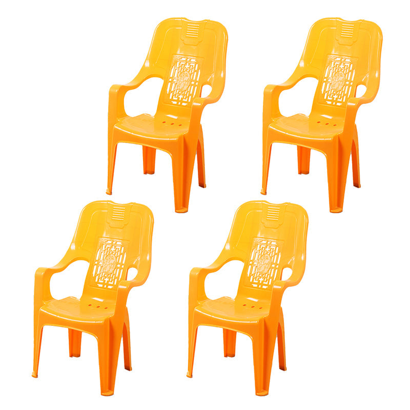 Modern Indoor Plastic Dining Arm Chairs Stackable High Back Dining Armchairs Yellow 4 Piece Set Clearhalo ' kitchen&dining_furn' 'Dining Chairs' 'Dining Tables & Seating' 'dining_chair' 'furn' 'furn_dining_chair' 'Furniture' 'furniture_dining_chair' 'Kitchen & Dining Furniture' 'kitchen' 4237013
