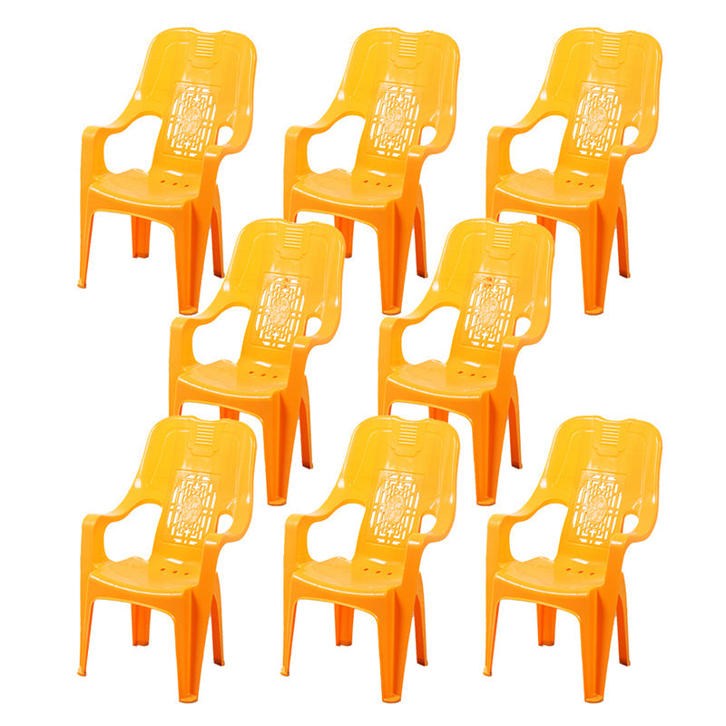 Modern Indoor Plastic Dining Arm Chairs Stackable High Back Dining Armchairs Yellow 8 Piece Set Clearhalo ' kitchen&dining_furn' 'Dining Chairs' 'Dining Tables & Seating' 'dining_chair' 'furn' 'furn_dining_chair' 'Furniture' 'furniture_dining_chair' 'Kitchen & Dining Furniture' 'kitchen' 4237014