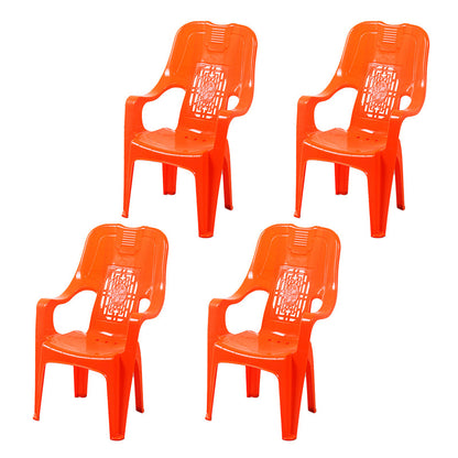 Modern Indoor Plastic Dining Arm Chairs Stackable High Back Dining Armchairs Orange 4 Piece Set Clearhalo ' kitchen&dining_furn' 'Dining Chairs' 'Dining Tables & Seating' 'dining_chair' 'furn' 'furn_dining_chair' 'Furniture' 'furniture_dining_chair' 'Kitchen & Dining Furniture' 'kitchen' 4237015