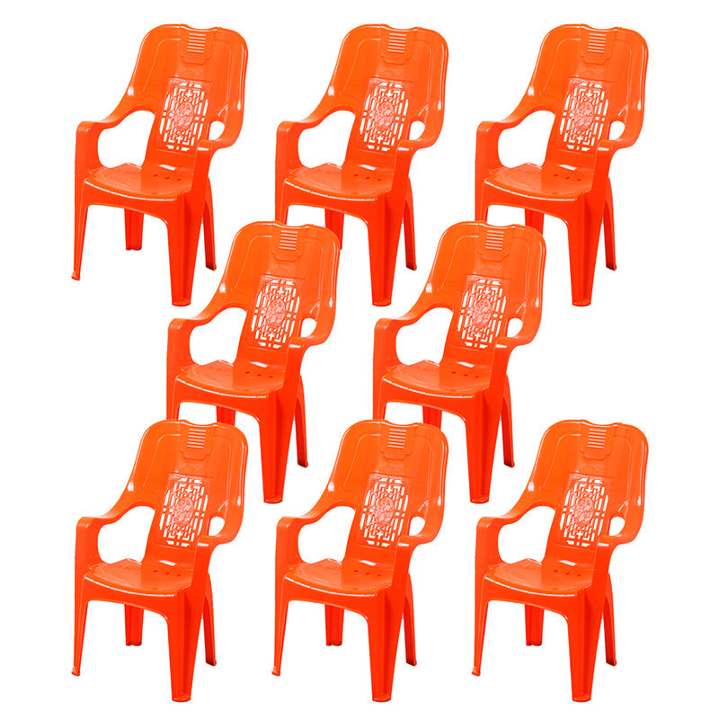 Modern Indoor Plastic Dining Arm Chairs Stackable High Back Dining Armchairs Orange 8 Piece Set Clearhalo ' kitchen&dining_furn' 'Dining Chairs' 'Dining Tables & Seating' 'dining_chair' 'furn' 'furn_dining_chair' 'Furniture' 'furniture_dining_chair' 'Kitchen & Dining Furniture' 'kitchen' 4237016
