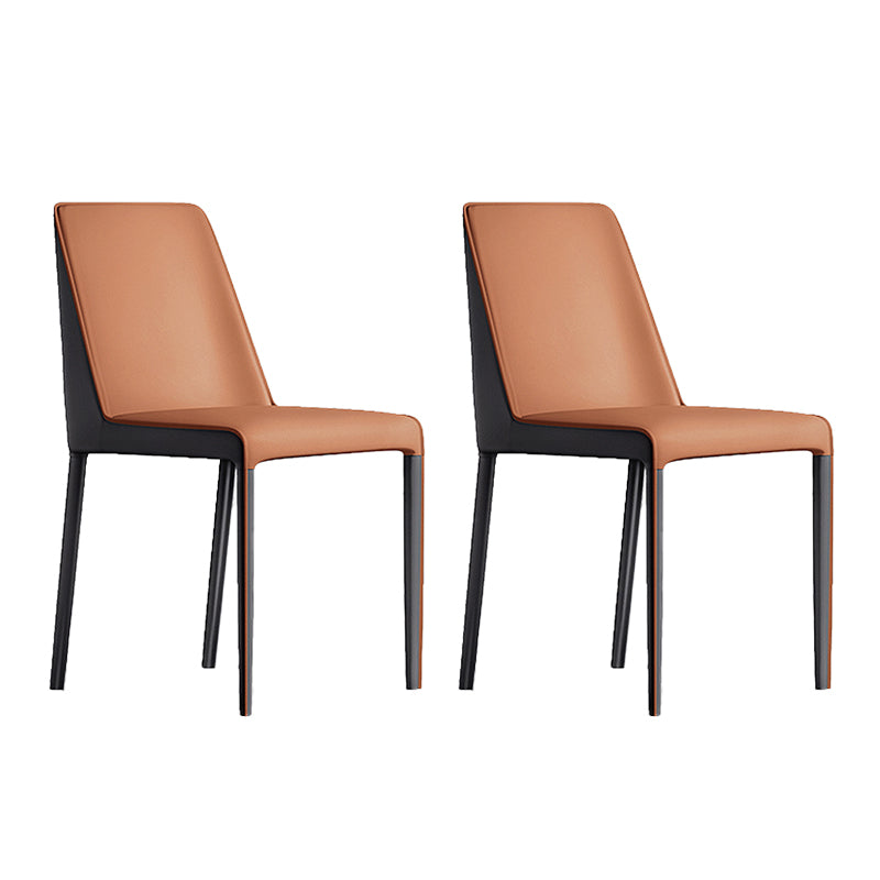 Modern Design Solid Back Dining Side Chairs Leather Armless Dining Chairs for Kitchen Brown 2 Piece Set Clearhalo ' kitchen&dining_furn' 'Dining Chairs' 'Dining Tables & Seating' 'dining_chair' 'furn' 'furn_dining_chair' 'Furniture' 'furniture_dining_chair' 'Kitchen & Dining Furniture' 'kitchen' 4237066