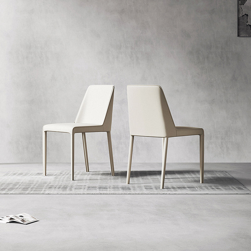 Modern Design Solid Back Dining Side Chairs Leather Armless Dining Chairs for Kitchen Clearhalo ' kitchen&dining_furn' 'Dining Chairs' 'Dining Tables & Seating' 'dining_chair' 'furn' 'furn_dining_chair' 'Furniture' 'furniture_dining_chair' 'Kitchen & Dining Furniture' 'kitchen' 4237069