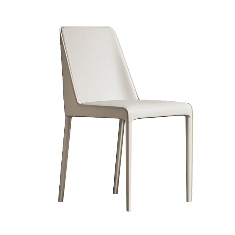 Modern Design Solid Back Dining Side Chairs Leather Armless Dining Chairs for Kitchen Ivory 1 Piece Clearhalo ' kitchen&dining_furn' 'Dining Chairs' 'Dining Tables & Seating' 'dining_chair' 'furn' 'furn_dining_chair' 'Furniture' 'furniture_dining_chair' 'Kitchen & Dining Furniture' 'kitchen' 4237071