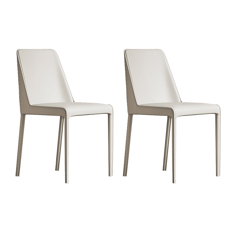Modern Design Solid Back Dining Side Chairs Leather Armless Dining Chairs for Kitchen Ivory 2 Piece Set Clearhalo ' kitchen&dining_furn' 'Dining Chairs' 'Dining Tables & Seating' 'dining_chair' 'furn' 'furn_dining_chair' 'Furniture' 'furniture_dining_chair' 'Kitchen & Dining Furniture' 'kitchen' 4237073