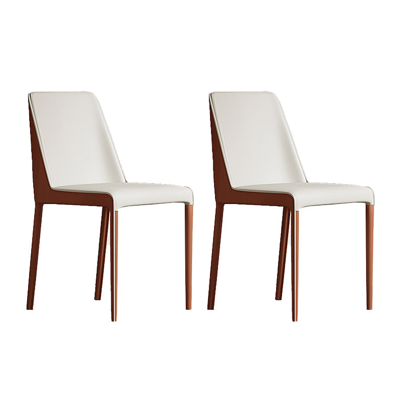 Modern Design Solid Back Dining Side Chairs Leather Armless Dining Chairs for Kitchen White 2 Piece Set Clearhalo ' kitchen&dining_furn' 'Dining Chairs' 'Dining Tables & Seating' 'dining_chair' 'furn' 'furn_dining_chair' 'Furniture' 'furniture_dining_chair' 'Kitchen & Dining Furniture' 'kitchen' 4237078
