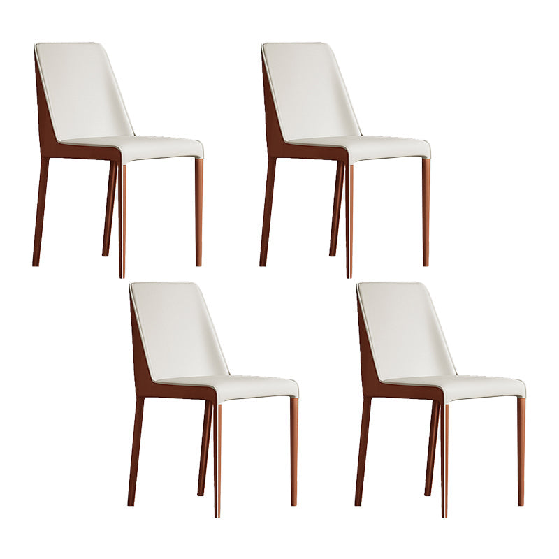 Modern Design Solid Back Dining Side Chairs Leather Armless Dining Chairs for Kitchen White 4 Piece Set Clearhalo ' kitchen&dining_furn' 'Dining Chairs' 'Dining Tables & Seating' 'dining_chair' 'furn' 'furn_dining_chair' 'Furniture' 'furniture_dining_chair' 'Kitchen & Dining Furniture' 'kitchen' 4237080