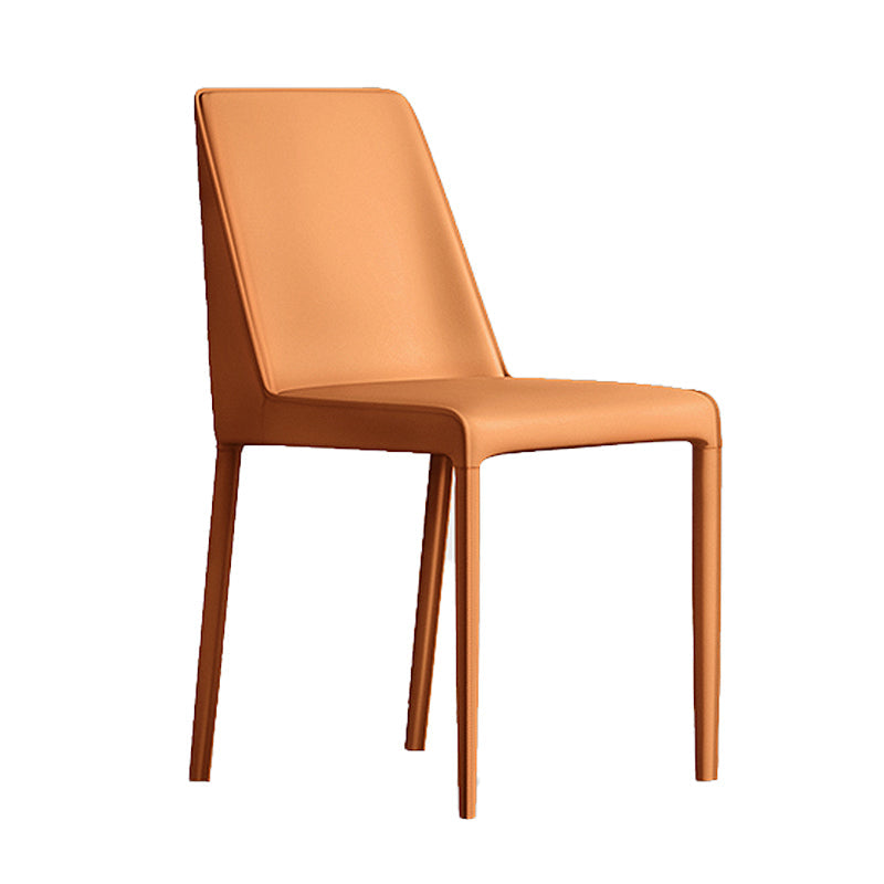 Modern Design Solid Back Dining Side Chairs Leather Armless Dining Chairs for Kitchen Orange 1 Piece Clearhalo ' kitchen&dining_furn' 'Dining Chairs' 'Dining Tables & Seating' 'dining_chair' 'furn' 'furn_dining_chair' 'Furniture' 'furniture_dining_chair' 'Kitchen & Dining Furniture' 'kitchen' 4237082