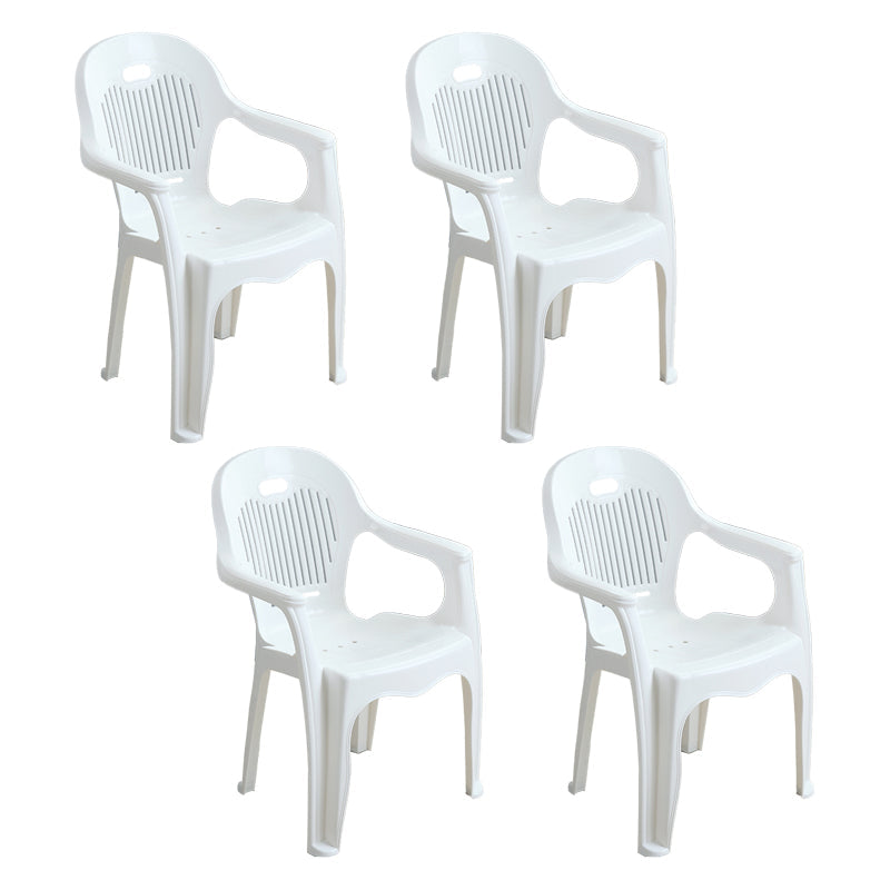 Modern Indoor Plastic Dining Arm Chairs Stackable Windsor Dining Armchairs White 4 Piece Set Clearhalo ' kitchen&dining_furn' 'Dining Chairs' 'Dining Tables & Seating' 'dining_chair' 'furn' 'furn_dining_chair' 'Furniture' 'furniture_dining_chair' 'Kitchen & Dining Furniture' 'kitchen' 4237087