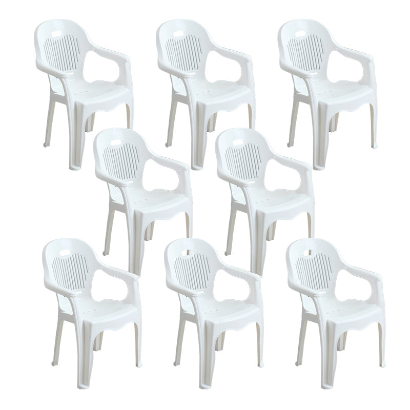 Modern Indoor Plastic Dining Arm Chairs Stackable Windsor Dining Armchairs White 8 Piece Set Clearhalo ' kitchen&dining_furn' 'Dining Chairs' 'Dining Tables & Seating' 'dining_chair' 'furn' 'furn_dining_chair' 'Furniture' 'furniture_dining_chair' 'Kitchen & Dining Furniture' 'kitchen' 4237088