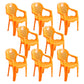 Modern Indoor Plastic Dining Arm Chairs Stackable Windsor Dining Armchairs Orange 8 Piece Set Clearhalo ' kitchen&dining_furn' 'Dining Chairs' 'Dining Tables & Seating' 'dining_chair' 'furn' 'furn_dining_chair' 'Furniture' 'furniture_dining_chair' 'Kitchen & Dining Furniture' 'kitchen' 4237092