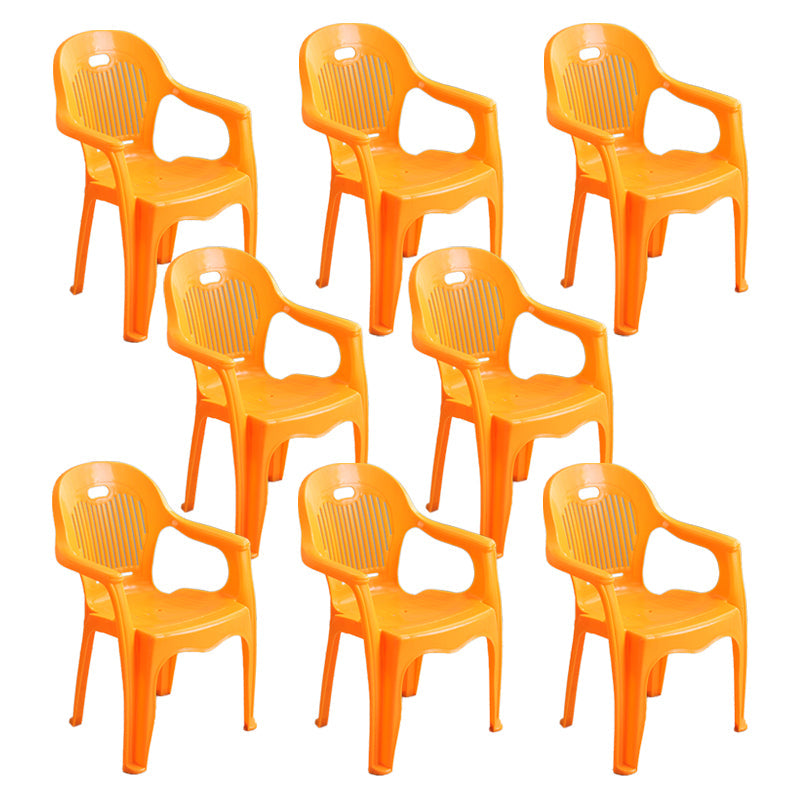 Modern Indoor Plastic Dining Arm Chairs Stackable Windsor Dining Armchairs Orange 8 Piece Set Clearhalo ' kitchen&dining_furn' 'Dining Chairs' 'Dining Tables & Seating' 'dining_chair' 'furn' 'furn_dining_chair' 'Furniture' 'furniture_dining_chair' 'Kitchen & Dining Furniture' 'kitchen' 4237092
