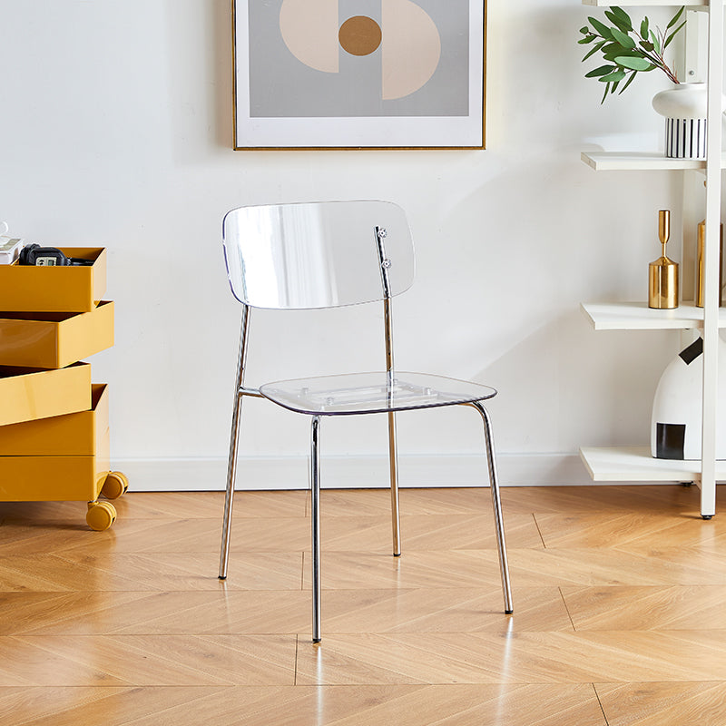 Modern Indoor-Outdoor Metal Dining Chair Home Armless Stacking Side Chair Clear 1 Piece Clearhalo ' kitchen&dining_furn' 'Dining Chairs' 'Dining Tables & Seating' 'dining_chair' 'furn' 'furn_dining_chair' 'Furniture' 'furniture_dining_chair' 'Kitchen & Dining Furniture' 'kitchen' 4237157