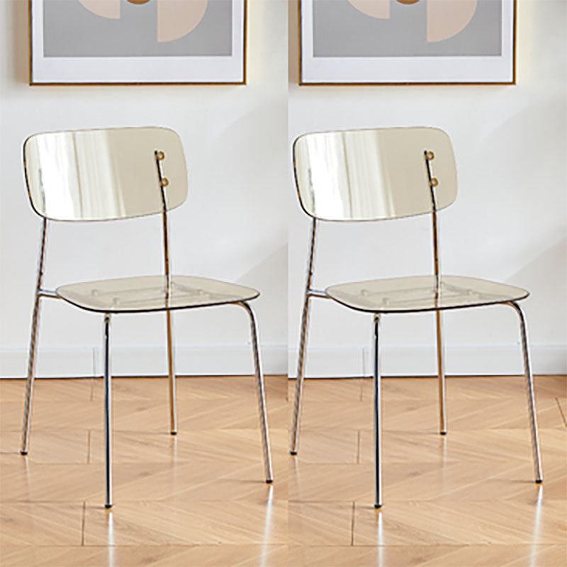 Modern Indoor-Outdoor Metal Dining Chair Home Armless Stacking Side Chair Yellow 2 Piece Set Clearhalo ' kitchen&dining_furn' 'Dining Chairs' 'Dining Tables & Seating' 'dining_chair' 'furn' 'furn_dining_chair' 'Furniture' 'furniture_dining_chair' 'Kitchen & Dining Furniture' 'kitchen' 4237164