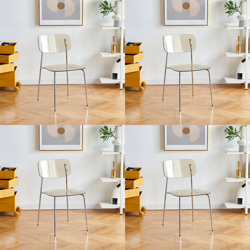 Modern Indoor-Outdoor Metal Dining Chair Home Armless Stacking Side Chair Yellow 4 Piece Set Clearhalo ' kitchen&dining_furn' 'Dining Chairs' 'Dining Tables & Seating' 'dining_chair' 'furn' 'furn_dining_chair' 'Furniture' 'furniture_dining_chair' 'Kitchen & Dining Furniture' 'kitchen' 4237166