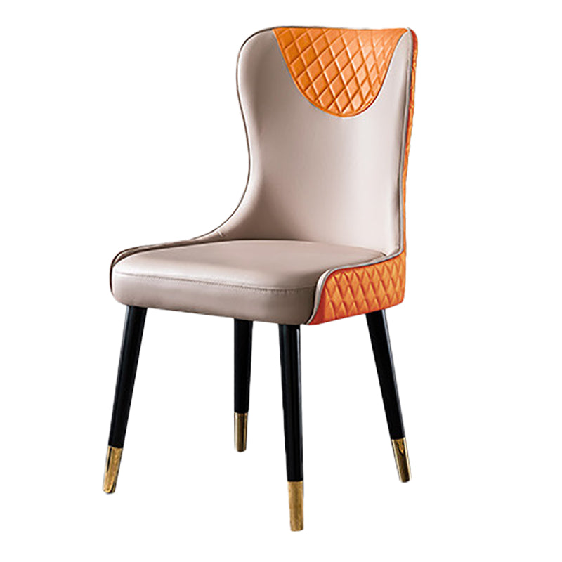 Contemporary Style PU Leather Dining Chairs Upholstered Wingback Chair for Kitchen Orange 1 Piece Clearhalo ' kitchen&dining_furn' 'Dining Chairs' 'Dining Tables & Seating' 'dining_chair' 'furn' 'furn_dining_chair' 'Furniture' 'furniture_dining_chair' 'Kitchen & Dining Furniture' 'kitchen' 4237171