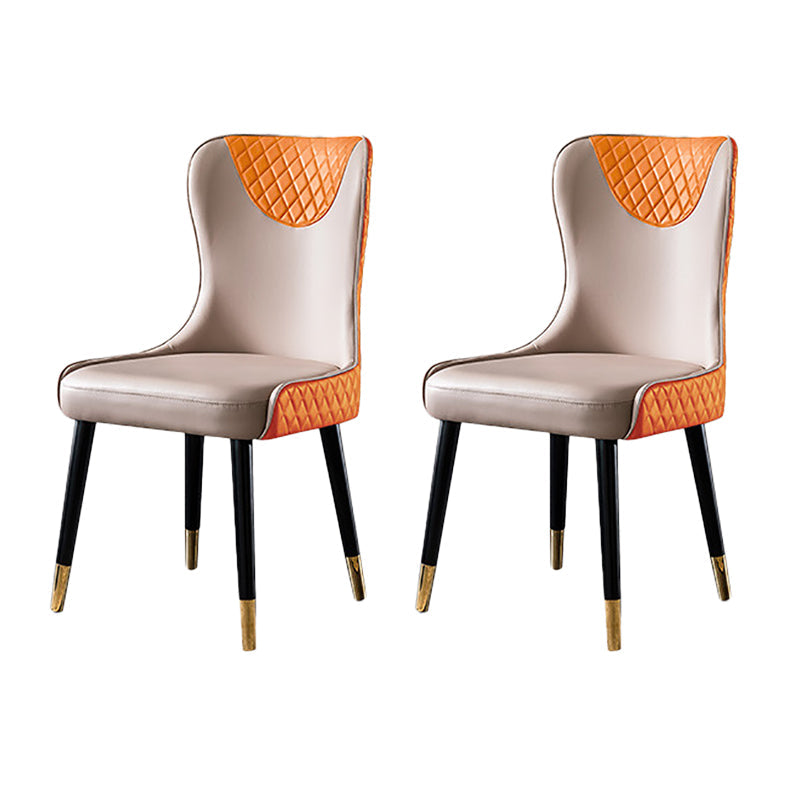 Contemporary Style PU Leather Dining Chairs Upholstered Wingback Chair for Kitchen Orange 2 Piece Set Clearhalo ' kitchen&dining_furn' 'Dining Chairs' 'Dining Tables & Seating' 'dining_chair' 'furn' 'furn_dining_chair' 'Furniture' 'furniture_dining_chair' 'Kitchen & Dining Furniture' 'kitchen' 4237172