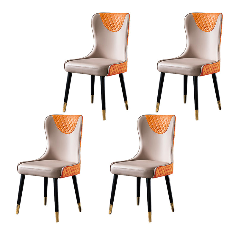 Contemporary Style PU Leather Dining Chairs Upholstered Wingback Chair for Kitchen Orange 4 Piece Set Clearhalo ' kitchen&dining_furn' 'Dining Chairs' 'Dining Tables & Seating' 'dining_chair' 'furn' 'furn_dining_chair' 'Furniture' 'furniture_dining_chair' 'Kitchen & Dining Furniture' 'kitchen' 4237175