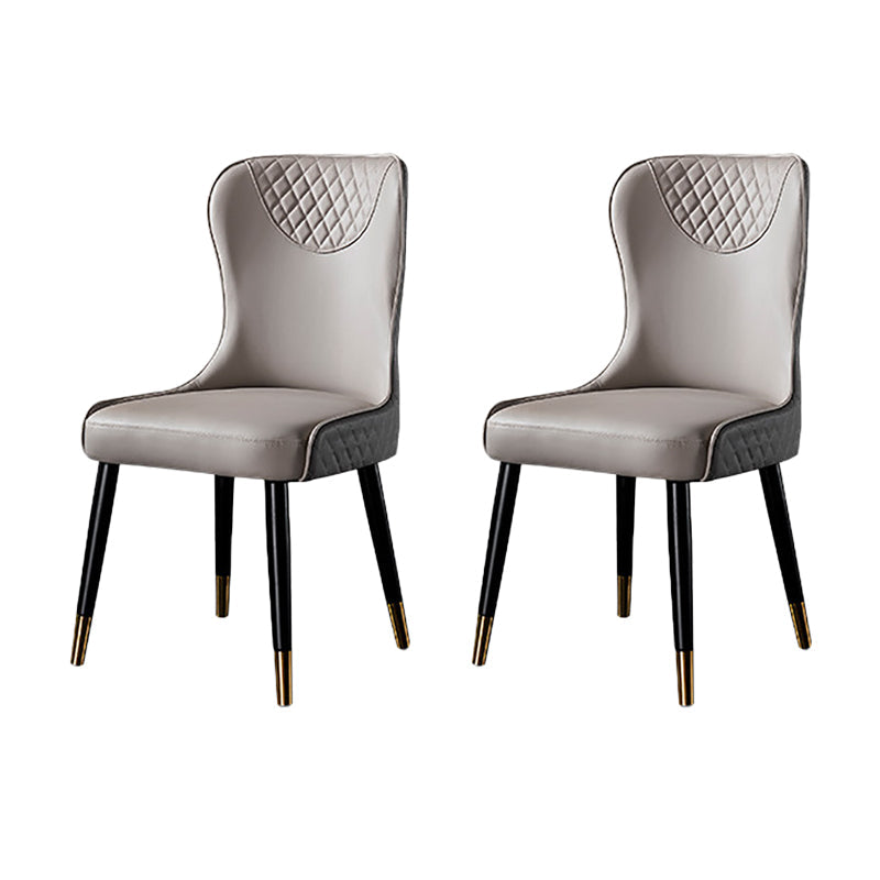 Contemporary Style PU Leather Dining Chairs Upholstered Wingback Chair for Kitchen Grey 2 Piece Set Clearhalo ' kitchen&dining_furn' 'Dining Chairs' 'Dining Tables & Seating' 'dining_chair' 'furn' 'furn_dining_chair' 'Furniture' 'furniture_dining_chair' 'Kitchen & Dining Furniture' 'kitchen' 4237184
