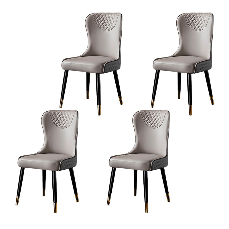Contemporary Style PU Leather Dining Chairs Upholstered Wingback Chair for Kitchen Grey 4 Piece Set Clearhalo ' kitchen&dining_furn' 'Dining Chairs' 'Dining Tables & Seating' 'dining_chair' 'furn' 'furn_dining_chair' 'Furniture' 'furniture_dining_chair' 'Kitchen & Dining Furniture' 'kitchen' 4237186