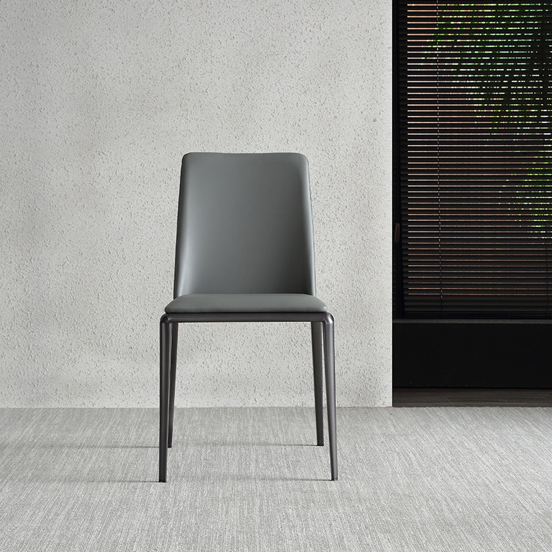 Contemporary Solid Back Armless Side Chairs Leather Dining Chairs for Home (Set of 2) Clearhalo ' kitchen&dining_furn' 'Dining Chairs' 'Dining Tables & Seating' 'dining_chair' 'furn' 'furn_dining_chair' 'Furniture' 'furniture_dining_chair' 'Kitchen & Dining Furniture' 'kitchen' 4237192