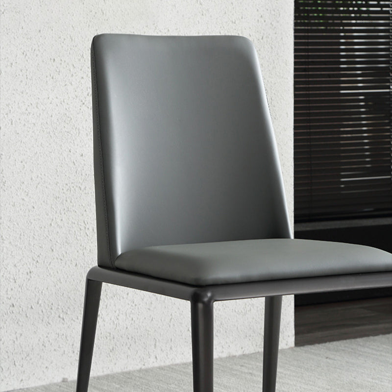 Contemporary Solid Back Armless Side Chairs Leather Dining Chairs for Home (Set of 2) Clearhalo ' kitchen&dining_furn' 'Dining Chairs' 'Dining Tables & Seating' 'dining_chair' 'furn' 'furn_dining_chair' 'Furniture' 'furniture_dining_chair' 'Kitchen & Dining Furniture' 'kitchen' 4237198