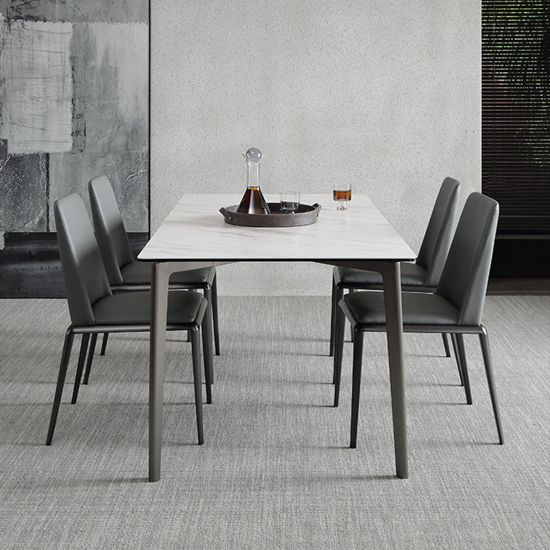 Contemporary Solid Back Armless Side Chairs Leather Dining Chairs for Home (Set of 2) Clearhalo ' kitchen&dining_furn' 'Dining Chairs' 'Dining Tables & Seating' 'dining_chair' 'furn' 'furn_dining_chair' 'Furniture' 'furniture_dining_chair' 'Kitchen & Dining Furniture' 'kitchen' 4237202